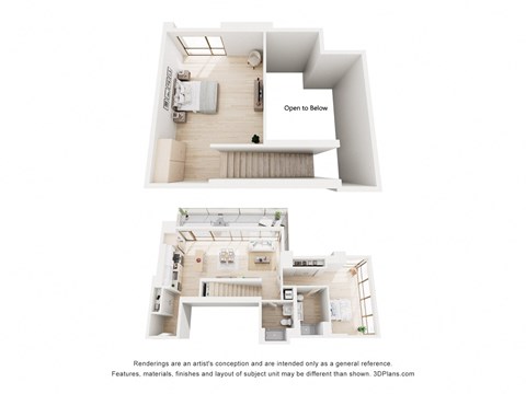 Floor plan for 1 bed, 1 bath, 1354 sqft